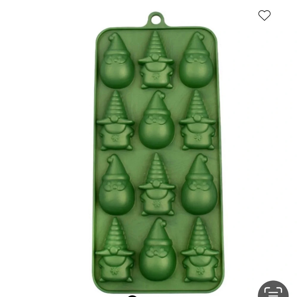 Metallic Gnomes And Santa Candy Mold, Green, NWT